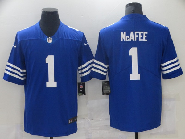 Men's Indianapolis Colts #1 Pat Mcafee Blue Stitched Football Jersey
